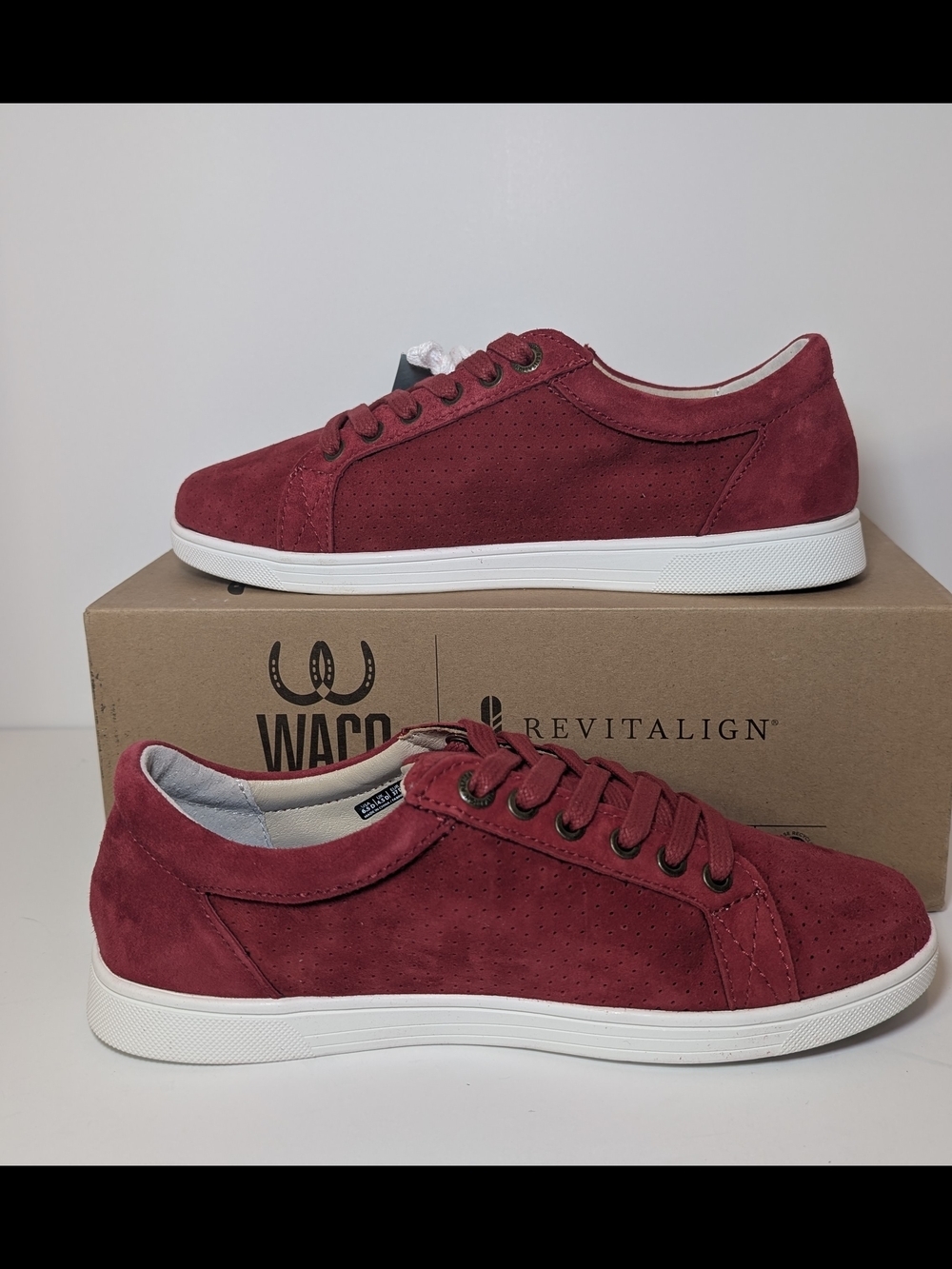 Waco Revitalign Women’s Burgundy Suede Sneakers - Size 6.5 - NIB Orthotic Comfor - Picture 2 of 8